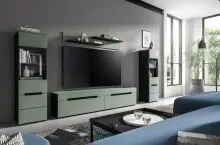 Wohnwand >Canu< in Basalt Grau / Smoke Green -...