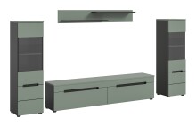 Wohnwand >Canu< in Basalt Grau / Smoke Green - 272x141x33cm (BxHxT)