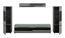 Wohnwand >Canu< in Basalt Grau / Smoke Green - 272x141x33cm (BxHxT)