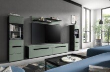 Wohnwand >Canu< in Basalt Grau / Smoke Green -...