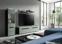 Wohnzimmer-Set >Canu< in Basalt Grau / Smoke Green...