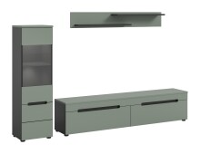 Wohnzimmer-Set >Canu< in Basalt Grau / Smoke Green - 221x141x33cm (BxHxT)