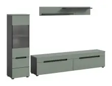 Wohnzimmer-Set >Canu< in Basalt Grau / Smoke Green...