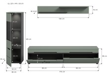 Wohnzimmer-Set >Canu< in Basalt Grau / Smoke Green - 221x141x33cm (BxHxT)