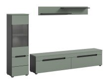 Wohnzimmer-Set >Canu< in Basalt Grau / Smoke Green...