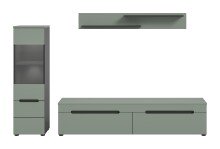 Wohnzimmer-Set >Canu< in Basalt Grau / Smoke Green - 221x141x33cm (BxHxT)