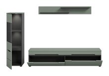 Wohnzimmer-Set >Canu< in Basalt Grau / Smoke Green - 221x141x33cm (BxHxT)