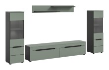 Wohnzimmer-Set >Canu< in Basalt Grau / Smoke Green - 272x141x33cm (BxHxT)