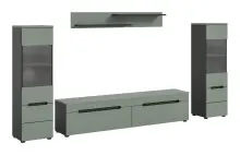 Wohnzimmer-Set >Canu< in Basalt Grau / Smoke Green...