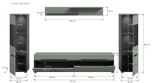 Wohnzimmer-Set >Canu< in Basalt Grau / Smoke Green - 272x141x33cm (BxHxT)