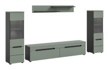 Wohnzimmer-Set >Canu< in Basalt Grau / Smoke Green...