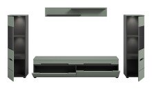 Wohnzimmer-Set >Canu< in Basalt Grau / Smoke Green - 272x141x33cm (BxHxT)