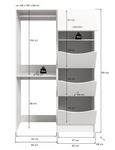 Waschmaschinenumbauschrank >Free< in Weiß - 126x195x68cm (BxHxT)