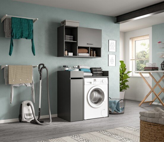 Waschmaschinenumbauschrank >Free< in Anthrazit - 95x195x60cm (BxHxT)