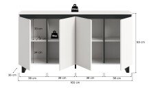 Sideboard >Tomasa< in Weiß - 160x84x36cm (BxHxT)
