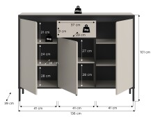 Kommode >Tron< in kaschmir - 136x101x38cm (BxHxT)