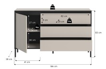 Sideboard >Tron< in kaschmir - 136x83x38cm (BxHxT)