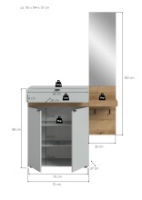 Garderoben-Set >Naro< in Grau - 110x194x37cm (BxHxT)