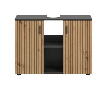 Waschbeckenunterschrank >Mone< in Basalt / Artisan Oak - 80x59x30cm (BxHxT)