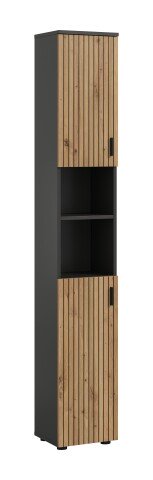 Hochschrank >Mone< in Basalt / Artisan Oak - 30x192x30cm (BxHxT)