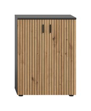 Hochschrank >Mone< in Basalt / Artisan Oak - 60x81x30cm (BxHxT)