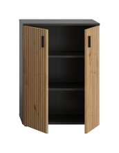Hochschrank >Mone< in Basalt / Artisan Oak - 60x81x30cm (BxHxT)