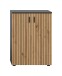 Hochschrank >Mone< in Basalt / Artisan Oak - 60x81x30cm (BxHxT)