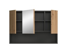 Badezimmerspiegelschrank >Mone< in Basalt / Artisan Oak - 80x55x17cm (BxHxT)