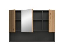 Badezimmerspiegelschrank >Mone< in Basalt / Artisan Oak - 80x55x17cm (BxHxT)