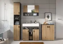 Badezimmer-Set >Mone< in Basalt / Artisan Oak -...