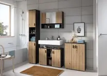 Badezimmer-Set >Mone< in Basalt / Artisan Oak -...