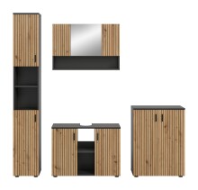 Badezimmer-Set >Mone< in Basalt / Artisan Oak - 200x192x30cm (BxHxT)