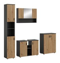 Badezimmer-Set >Mone< in Basalt / Artisan Oak - 200x192x30cm (BxHxT)