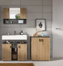 Badezimmer-Set >Mone< in Basalt / Artisan Oak -...