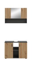 Badezimmer-Set >Mone< in Basalt / Artisan Oak - 80x180x30cm (BxHxT)