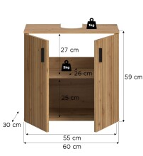 Waschbeckenunterschrank >Mone< in artisan oak - 60x59x30cm (BxHxT)