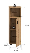 Hochschrank >Mone< in artisan oak - 30x95x30cm (BxHxT)