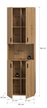 Hochschrank >Mone< in artisan oak - 60x192x30cm (BxHxT)