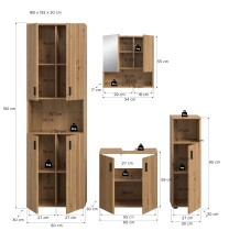 Badezimmer-Set >Mone< in artisan oak - 180x192x30cm (BxHxT)