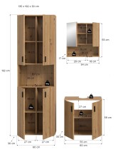 Badezimmer-Set >Mone< in artisan oak - 135x192x30cm (BxHxT)