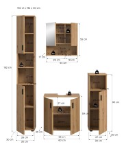Badezimmer-Set >Mone< in artisan oak - 150x192x30cm (BxHxT)