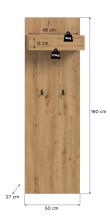 Garderobenpaneel >Drive< in artisan oak - 160x50x6cm (BxHxT)