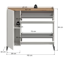 Schuhkommode >Drive< in Weiß - 97x110x32cm (BxHxT)