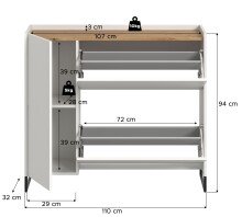 Schuhkommode >Drive< in Weiß - 97x110x32cm (BxHxT)