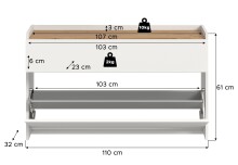 Schuhkommode >Drive< in Weiß - 61x110x32cm (BxHxT)