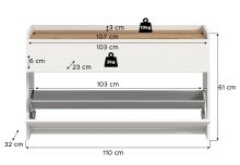 Schuhkommode >Drive< in Weiß - 61x110x32cm (BxHxT)