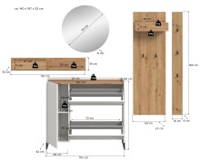 Garderoben-Set >Drive< in Weiß - 197x236x32cm (BxHxT)