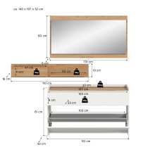 Garderoben-Set >Drive< in Weiß - 192x140x32cm (BxHxT)