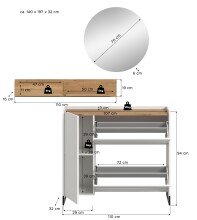 Garderoben-Set >Drive< in Weiß - 197x140x32cm (BxHxT)
