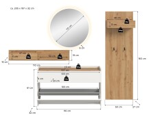 Garderoben-Set >Drive< in Weiß - 197x205x32cm (BxHxT)
